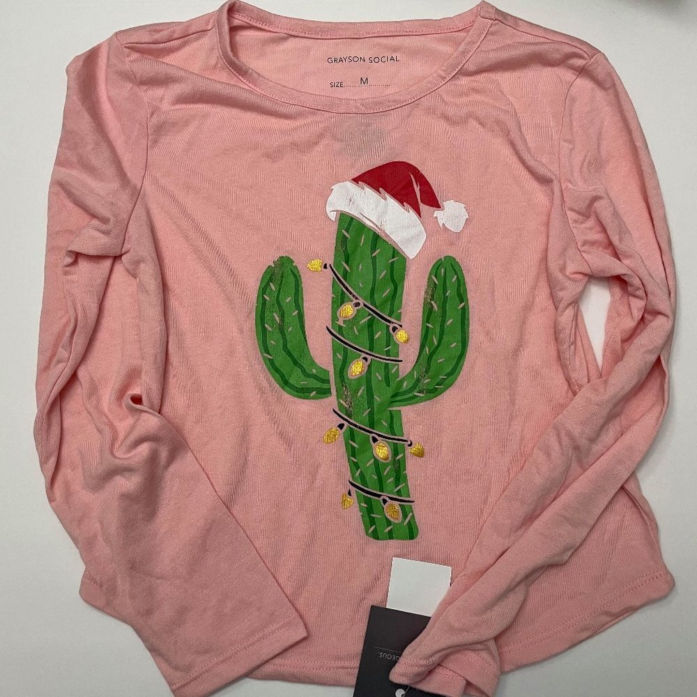 NWT- Grayson Social Christmas Cactus Long Sleeve T